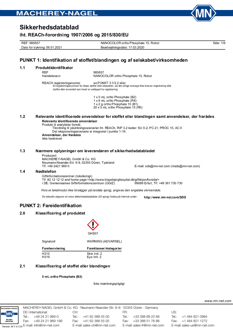 

985657 Sikkerhedsdatablad

