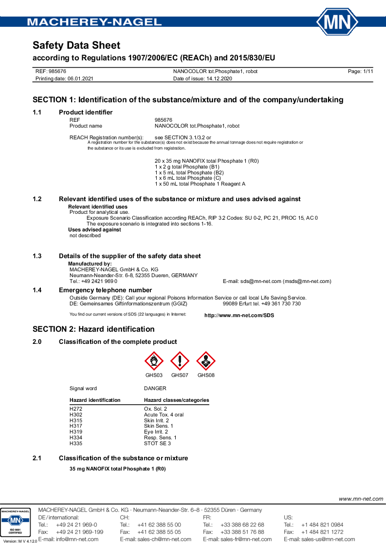 

985676 Safety datasheet

