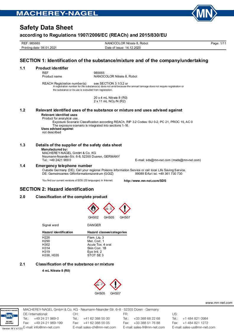 

985665 Safety datasheet

