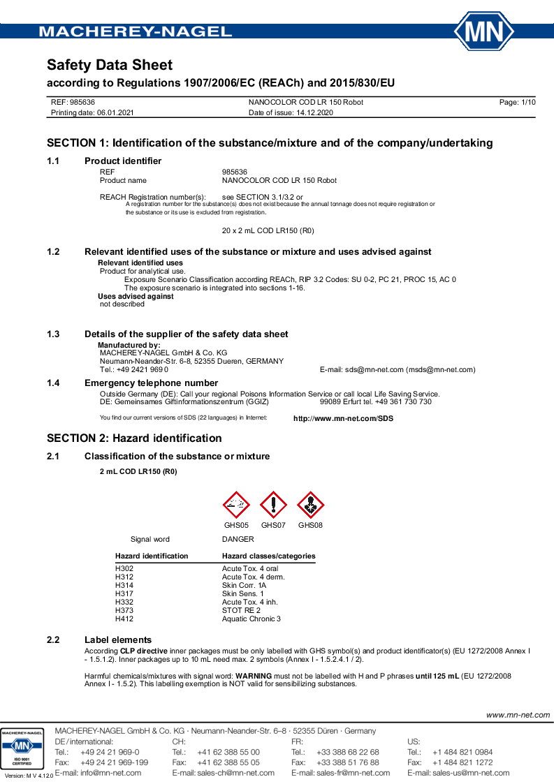

985636 Safety datasheet

