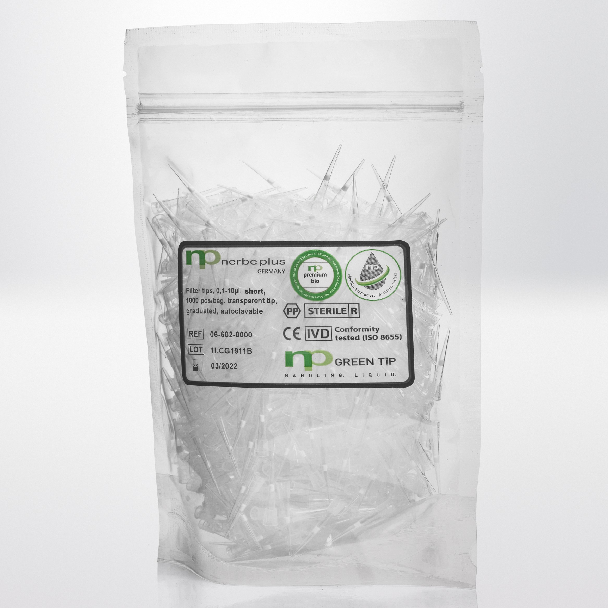 Filter tip 10 µl short Sterile R RNase DNase Pyrogen and DNA fre...