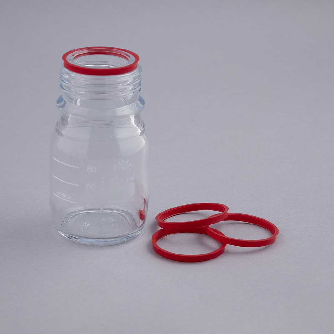 Pouring ring PP for glass bottle GL45 red