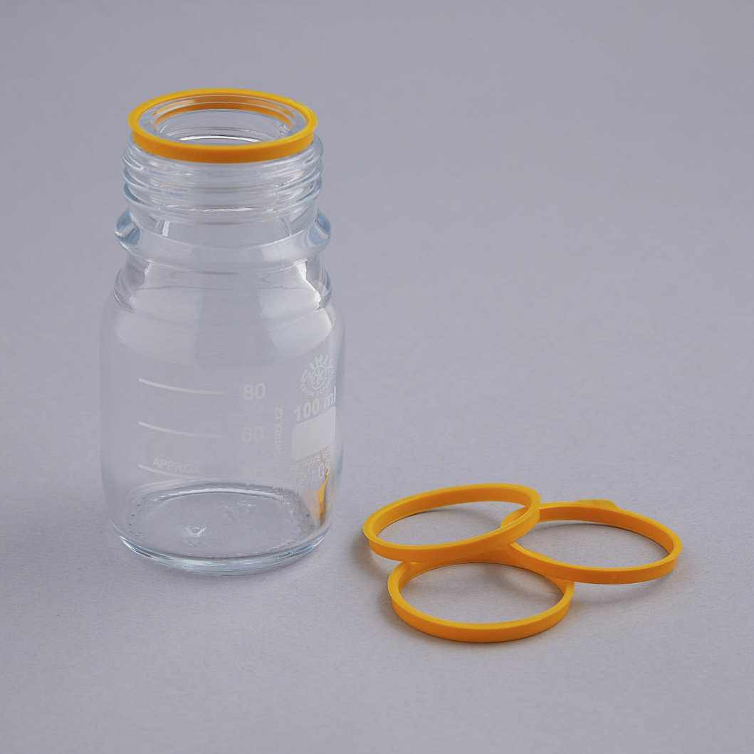 Pouring ring PP for glass bottle GL45 yellow