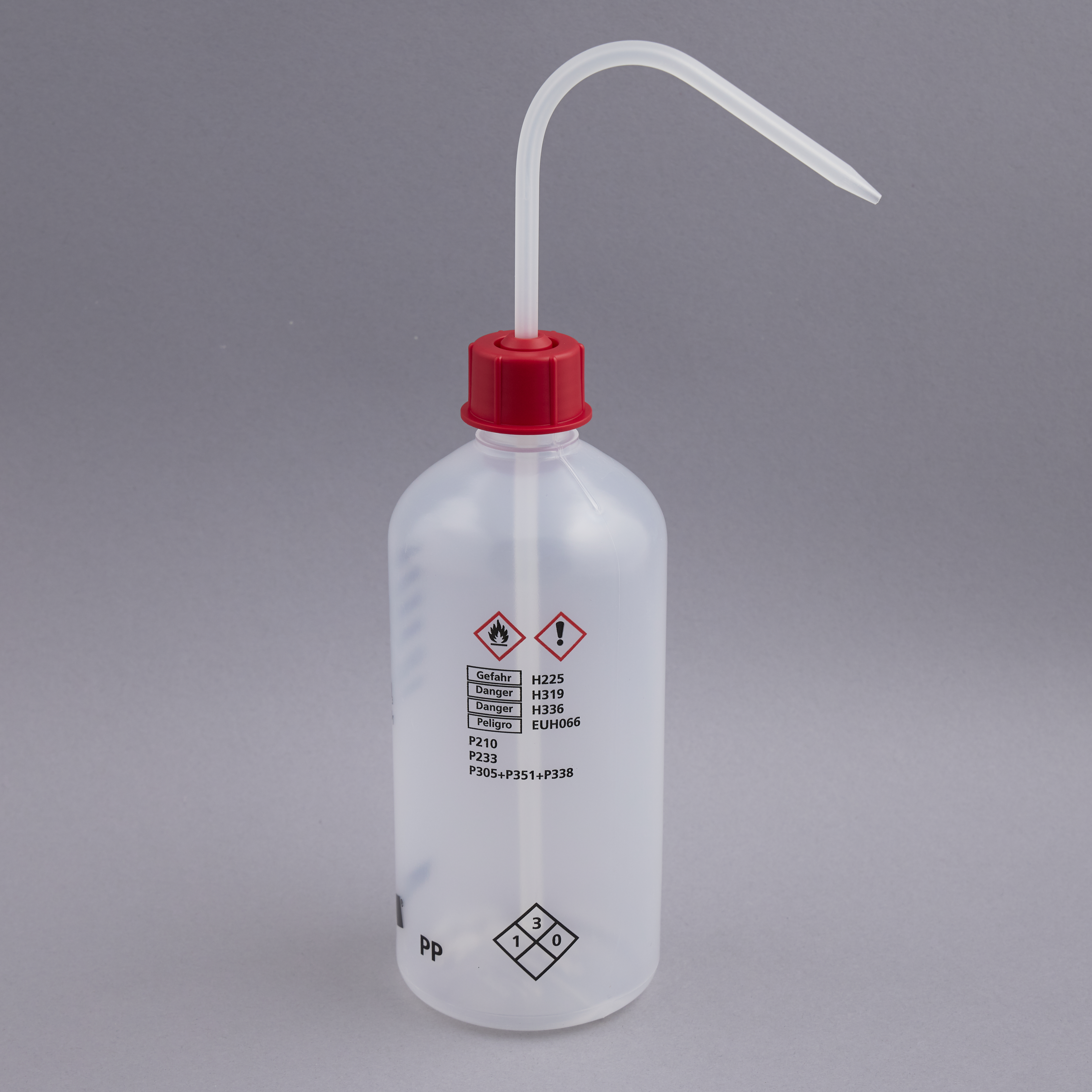 Wash bottles 1000 ml with imprint 'Acetone', Red, GL32