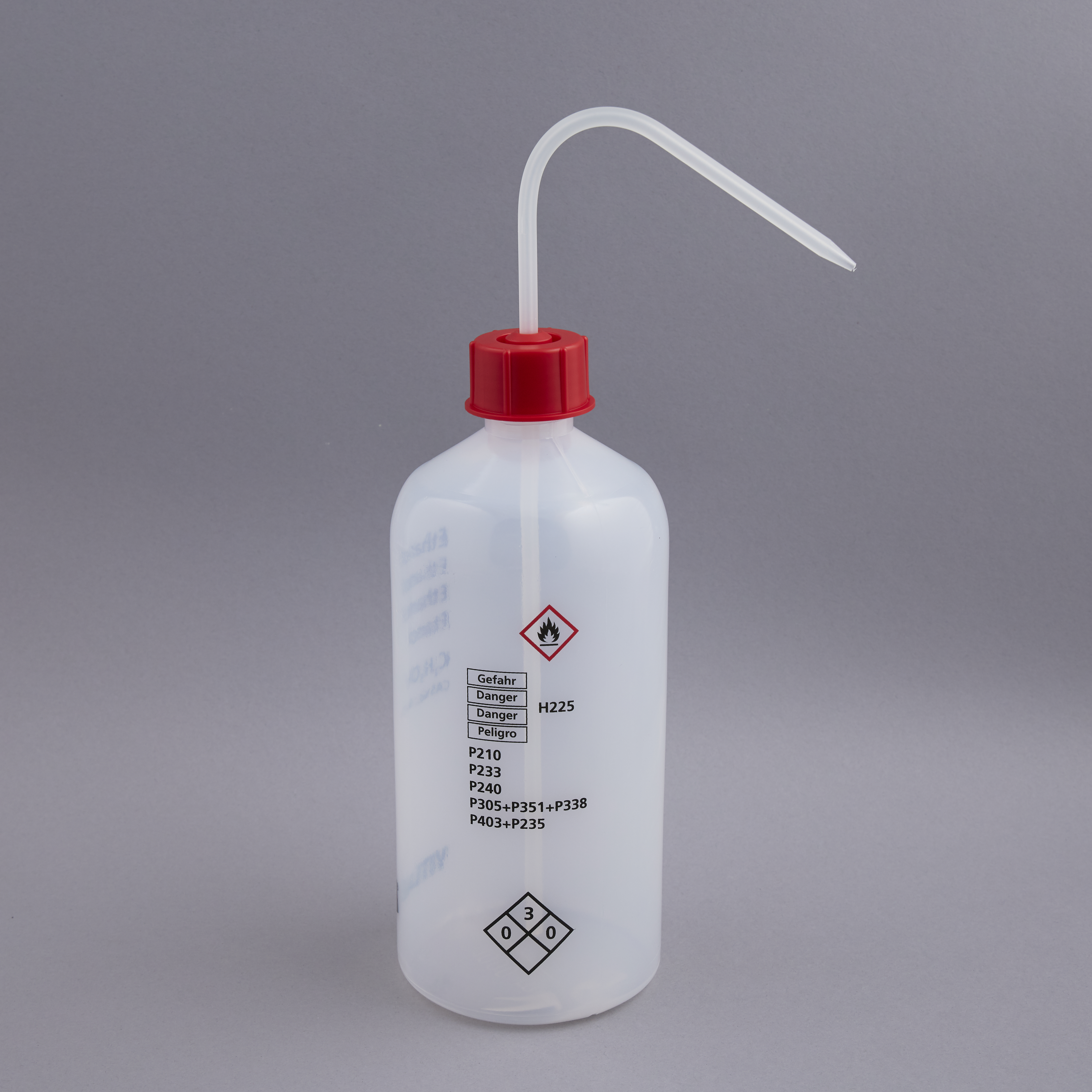 Wash bottles 1000 ml with imprint 'Ethanol', Red, GL32