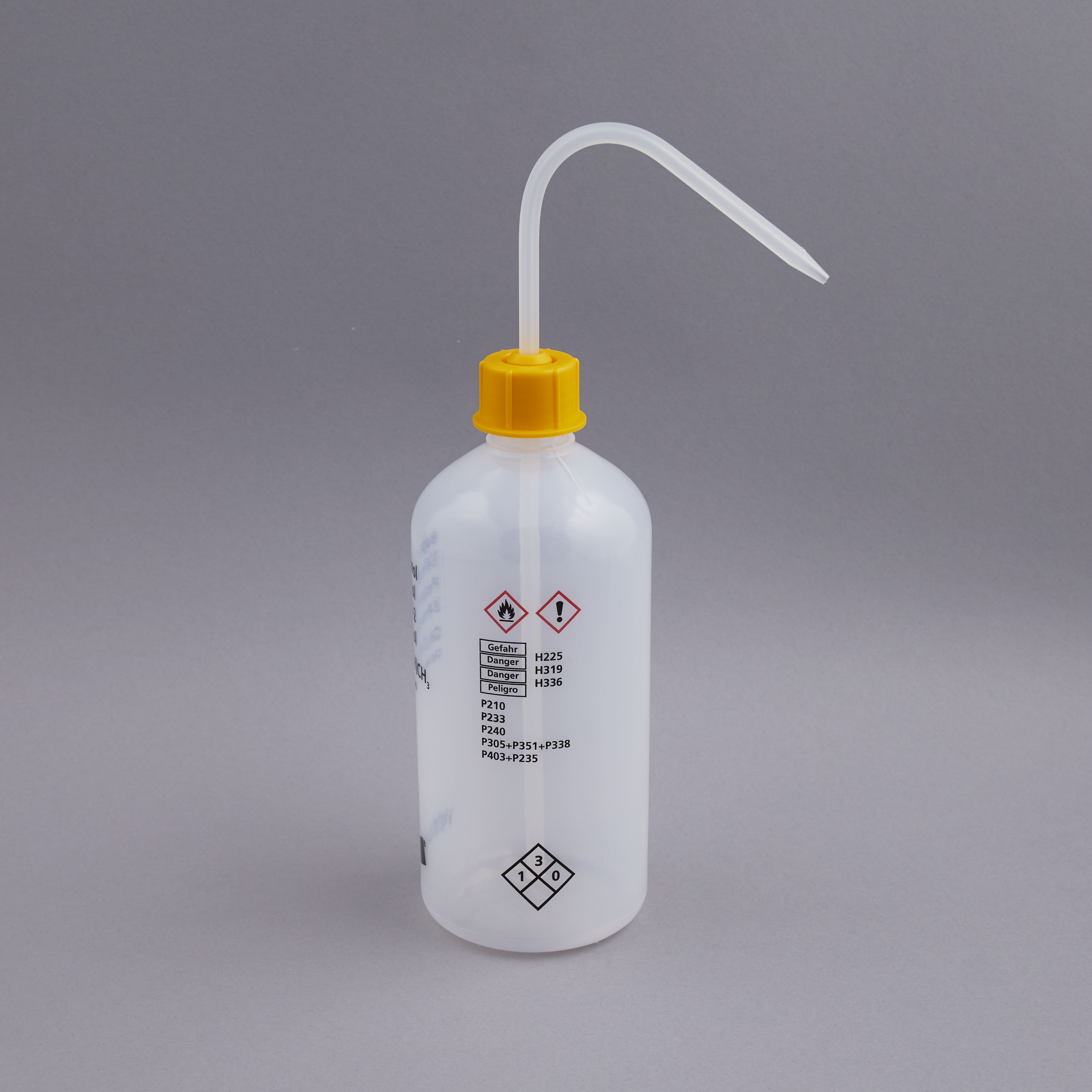 Wash bottles 500 ml with imprint 'Isopropanol', Yellow, GL25