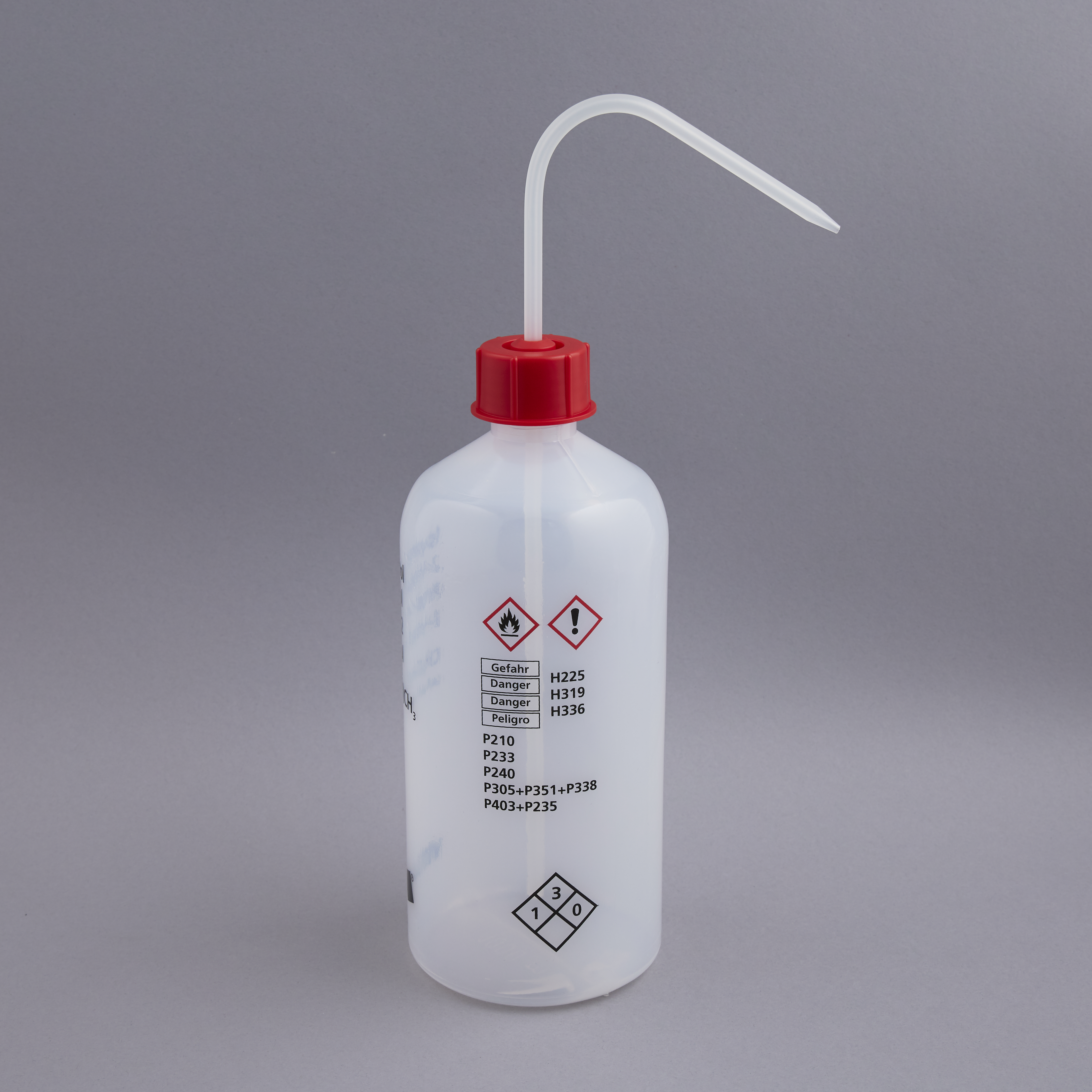 Wash bottles 1000 ml with imprint 'Isopropanol', Red, GL32