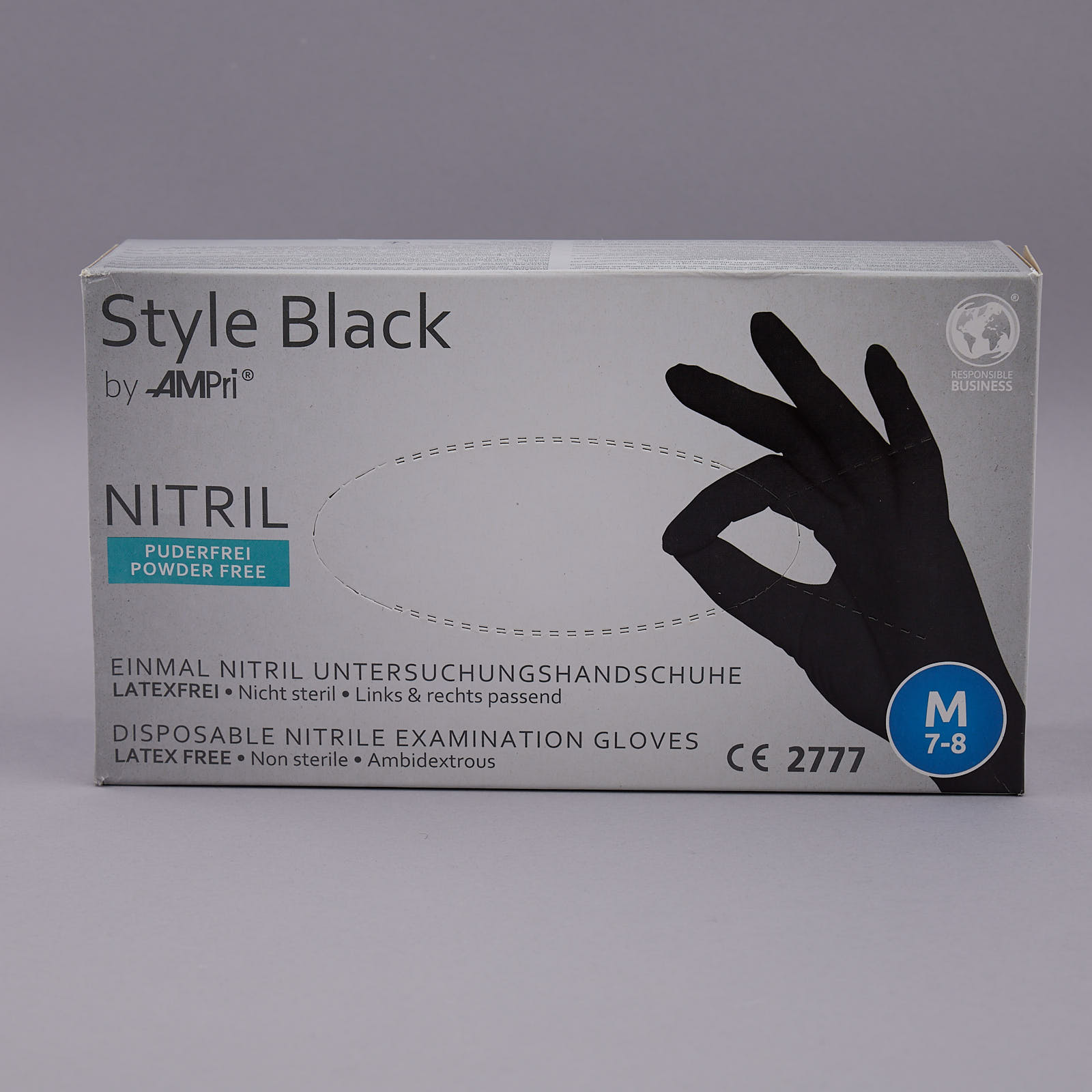 Nitrilhandske pudderfri str. M, sort