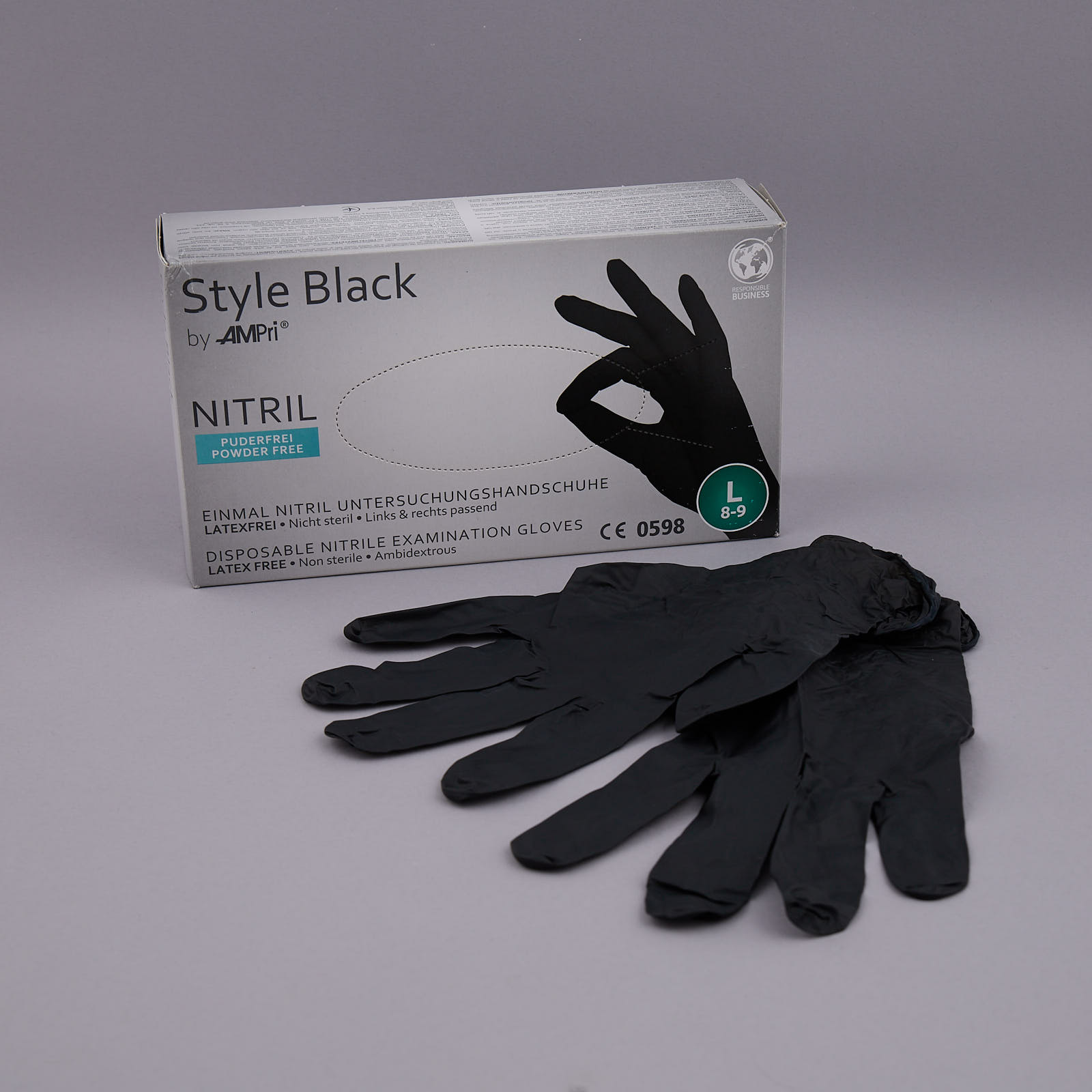 Nitrile gloves powder free size L, black