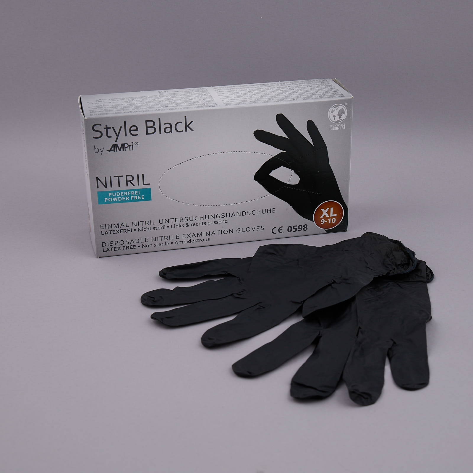 Nitrile gloves powder free size XL, black