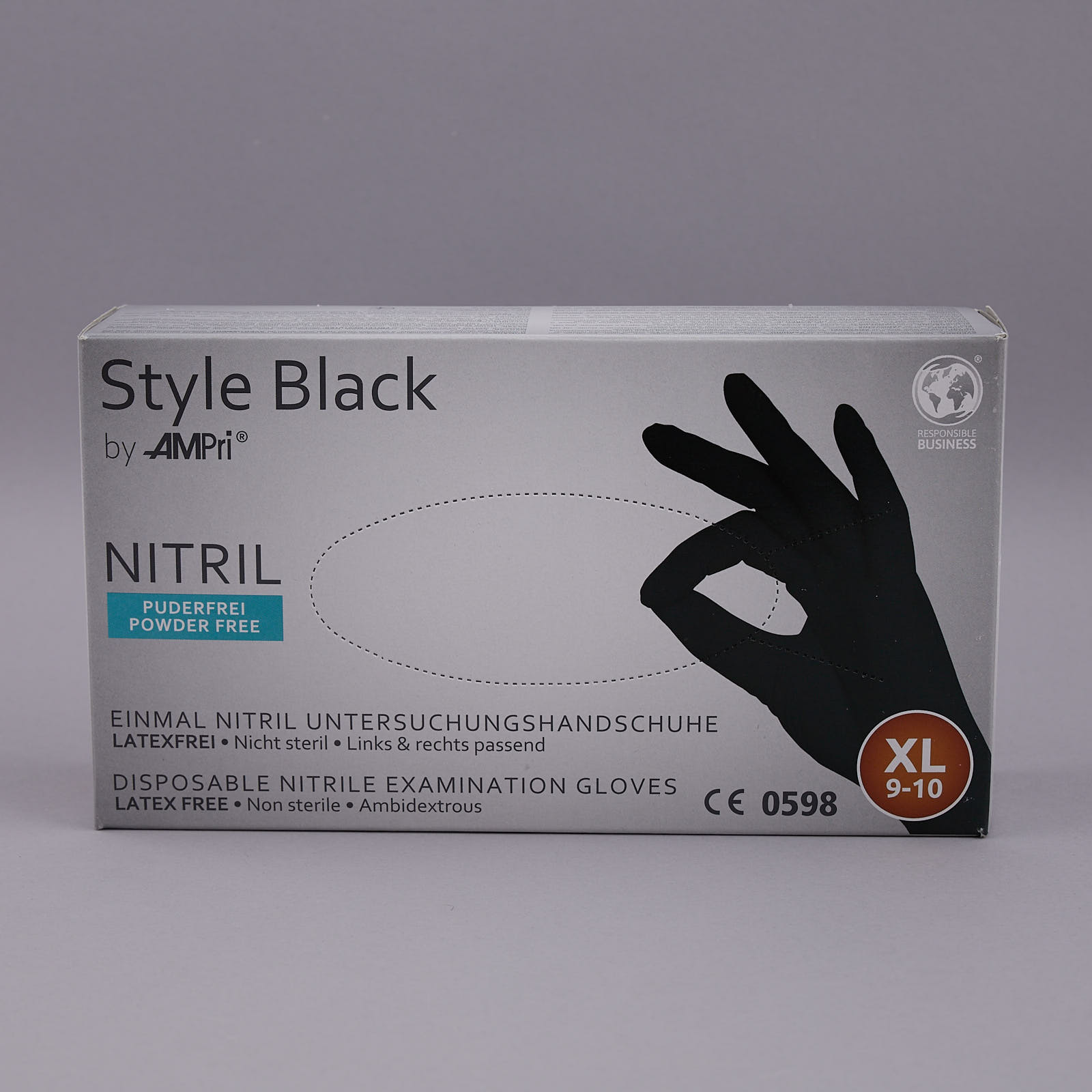 Nitrile gloves powder free size XL, black 