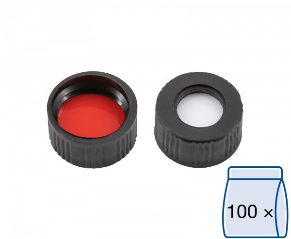 Skruelåg til N9 vial Silikone/PTFE 1,0 mm septum