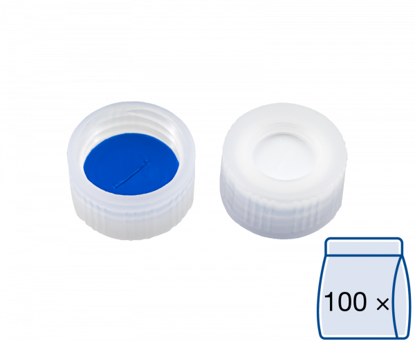 Screw cap for N9 vial Silicone/PTFE slit 1.0 mm septum
