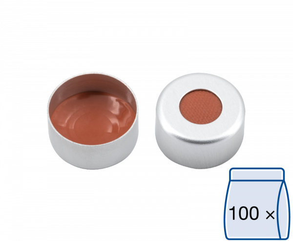 Crimp låg til N11 vial sølv Gummi/Butyl/TEF 1,0 mm septum