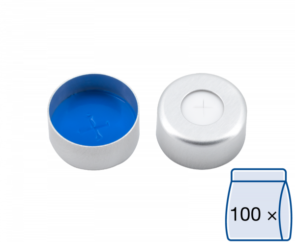 Crimp låg til N11 vial Silikone/PTFE forskåret 1,5 mm septum