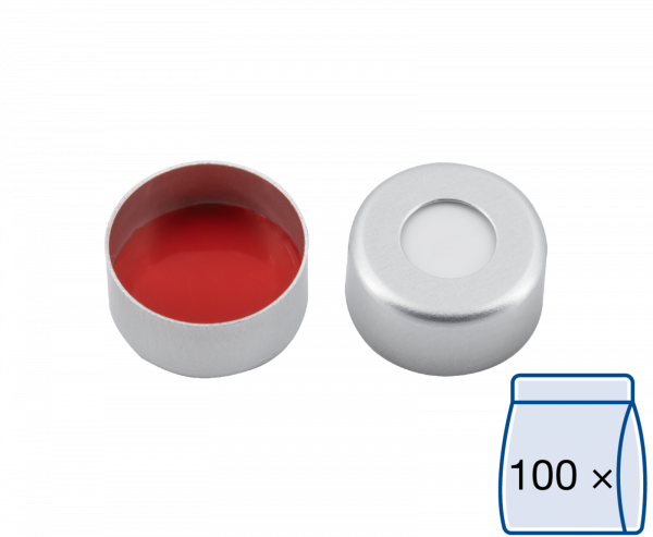 Crimp cap for N11 vial Silicone/PTFE 1.3 mm septum