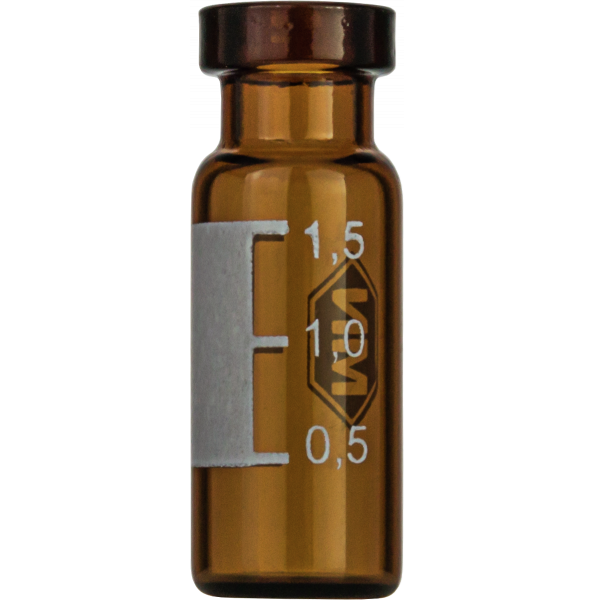 N11 vial for crimp cap 1.5 ml 11.6 x 32 mm amber glass with graduation and label