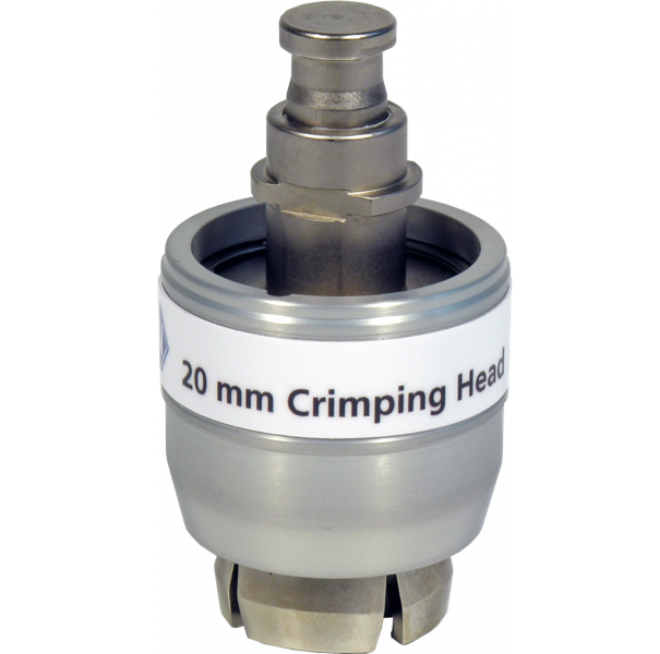 Crimping head for 20 mm crimp caps (alu.-magnetic-bimetal)