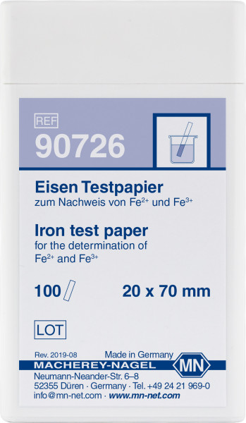 Iron test paper Pack of 100 strips 20x70 mm