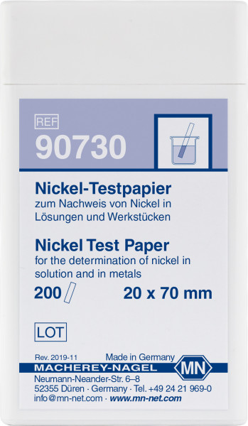 Nickel test paper  Pack of 200 strips 20x70 mm