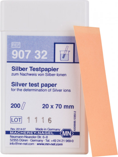 Silver test paper Pack of 200 strips 20x70 mm